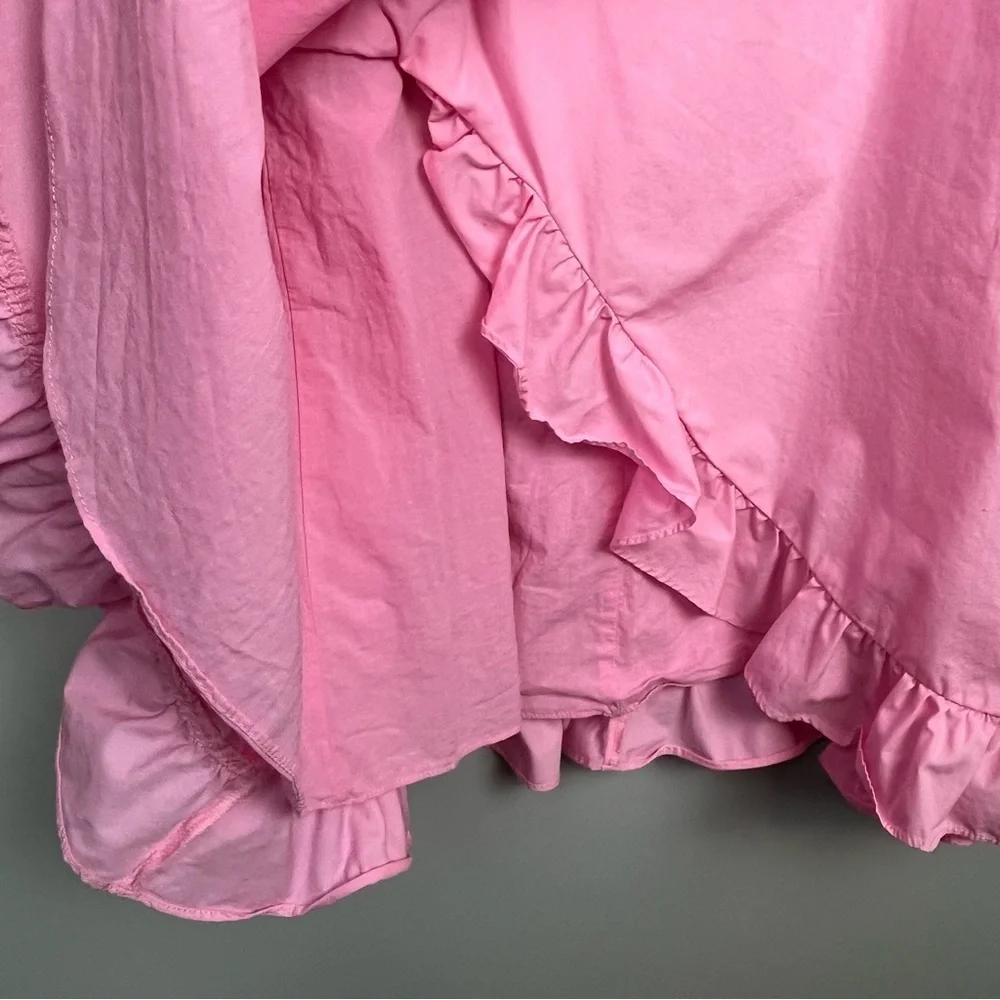 A Loves A girls pink faux wrap ruffle trimmed 100% cotton dress, large.